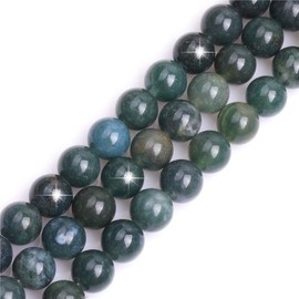 HAAMIIQII 45pcs 8mm Natural Moss Agate Beads Round Loose Gemstone Beads for Jewelry Making DIY Bracelet Necklace