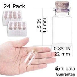allgala 24-PK 4ml 22x40mm Glass Bottle Vial Mini Mason Jar