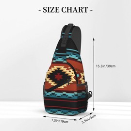 NISENASU Aztec Geometric Print Sling Bag Crossbody Backpack,Southwest Indian Native American Pattern Tribal Chest Bag Casual Shoulder Backpack Abstract Navajo Print Sports Travel Hiking Daypack