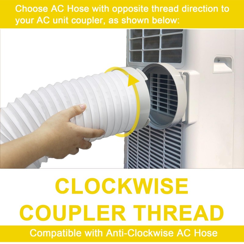 Portable Air Conditioner Hose, 5.9" Diameter Anti-Clockwise Thread, Universal Replacement