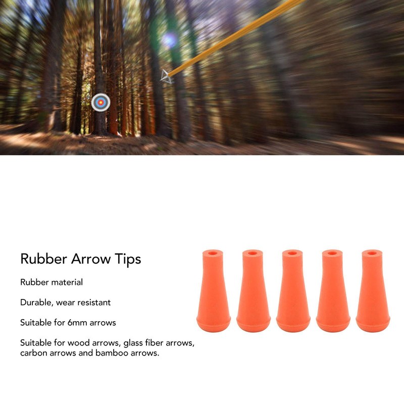 HERCHR 5Pcs Archery Rubber Arrow Tips, 6mm Rubber Arrowheads Archery