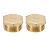 PATIKIL G1 Brass Pipe Plug, 2pcs Male External Thread Hex
