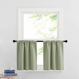 RYB HOME Cafe Blackout Curtains 24 inch Length, RV Curtains for Camper Windows, Mini Short Small Insulating Light UV Blocking Privacy Half Window Tiers, Width 29 by Length 24, Sage Green, 2 Panels