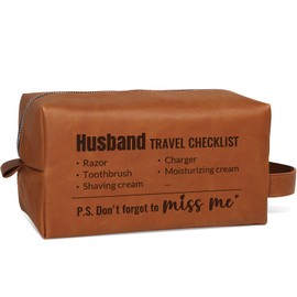 Flpoxzd Husband Gifts, Fathers Day Birthday Gifts for Husband, Gifts for Husband, Husband Birthday Gift, Valentine Present for Husband, Water Resistant PU Leather Toiletry Bag for Husband