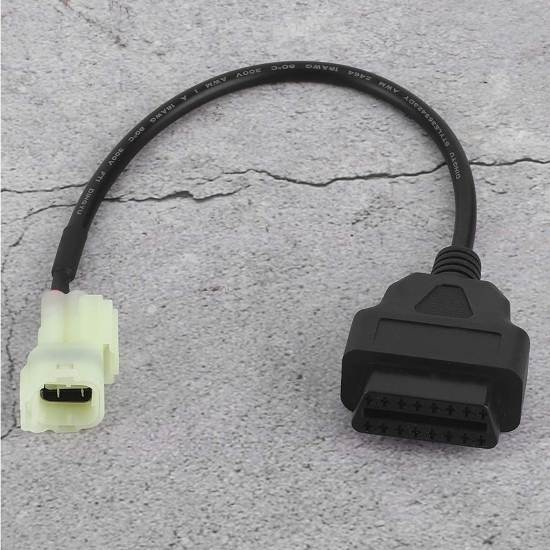OBD2 Cable Connector, Motorcycle 4 Pin Diagnostic Cable Adapter, OBDII