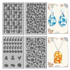 CHGCRAFT 4Pcs Fruit and Vegetable Graphics Polymer Clay Texture Sheet Rubber Clay Texture Mat for Polymer Clay Making Earrings Jewelry DIY Crafts 4 × 2.6 in