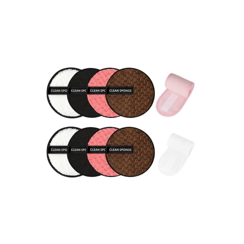 LOPHE 8 PCS Reusable Makeup Remover Pads & 2 PCS