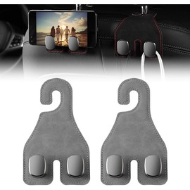 2 Pieces Headrest Holder Car Headrest Hook Universal Car Seat Backrest Hook Car Back Seat Headrest Holder for Hangers Handbag Holder Bag Hook (Grey)