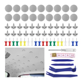 PlsMupn 65 Piece Roof Liner Repair Set, Universal Car Repair Rivets Set, Car Repair Rivets, Car Roof Liner Repair Set, with Pins, Screwdriver, Tape Measure for All Cars