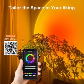 Sunset Lamp Projection with App & Remote Control – 16M Colors & Dynamic Modes, 95 CRI Warm Hues (2700K–3500K), 180° Rotating Night Light for Gifts & Content Creation