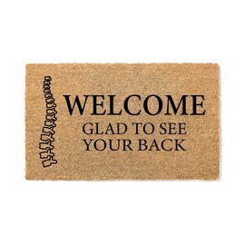 WoodByStu Door Mat, Doormat, Glad to See Your Back, Housewarming, Physiotherapy, Funny Gift, Chiropractor, Welcome, Closing Gift, Doormat, Funny, Funny Business Welcome Mat, House Warming 1582stk