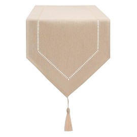 LLCUTESHOP Beige Table Runner, 32 x 180 cm, Modern, Innovative Design, Plain Linen Table Runner, Washable, High-Quality Table Runner, Wheat Ear Design for Dining Room, Party, Holiday Decoration