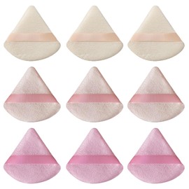 9 Pcs Pink Triangle Powder Puff Makeup Puff:Powder Puff Face Triangle for Loose Powder Cosmetic Foundation Makeup Sponge Beauty Blender