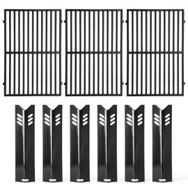 Hipoilk Grill Replacement Parts for Dyna Glo 6 Burner DGB610SSP, DGF600SSP, Cast Iron Grill Grates and Heat Plates for Dyna-Glo Grill Parts