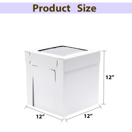 JJO JJO Tall Cake Boxes for Tier Cakes, 10 Pack 12x12x12 Inch,White Cake Boxes with Window,Sturdy Tall Cake Carrier, Disposable Cake Containers
