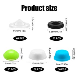 264pcs Bump Dots for Visually Impaired, Assorted Sizes Adhesive Silicone Braille Sticker Low Vision Tactile Visual Impairment Product for Blind & Elderly (Milky White, Black, Green, Transparent, Blue)