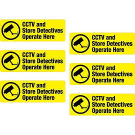 6X CCTV Store Detectives Printed Vinyl Sticker Label Shelf Edge Shop Off Licence