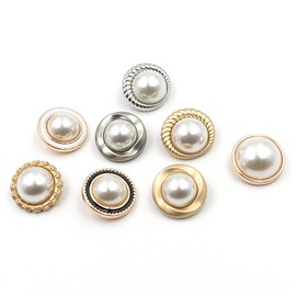 5 PCS Pearl Gold Metal Women Coat Buttons for Clothing Sweater Decoration Sewing Crafts Accessories
