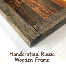 Farmhouse Wall Art Framed Picture: Large Country Farm Landscape Scene Wood Painting Decor Rustic Long Barn Old Cabin Print Horizontal Big Sunset Nature Countryside View Artwork for Living Room Bedroom