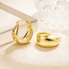Jumcew Chunky Gold Hoop Earrings for Women,14K Real Gold Plated