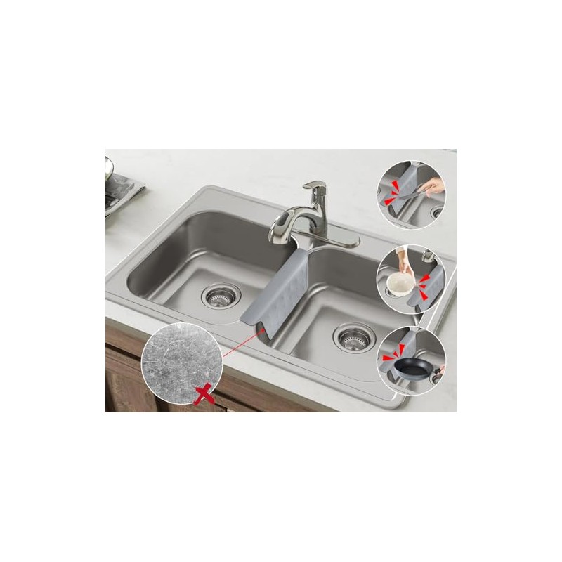 Sink Saddle, Divider Mat, Kitchen Sink Mat, Silicone Protector, No