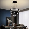 Viruhaka Modern LED Black Circular Pendant Light Fixture, Adjustable Height