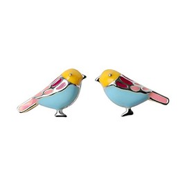SaunterWay 925 Sterling Silver Bird Stud Earrings White Gold Plated Multi-Color Enamel Bird Earrings Studs Animal Jewelry Gift for Women Hypoallergenic