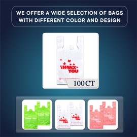 YoYoRain White Thank you bags, 100PCS T shirt bags, To Go Bags,Grocery bags, Reusable and Disposable,Perfect for Small Business,Take Out,Retail, Large