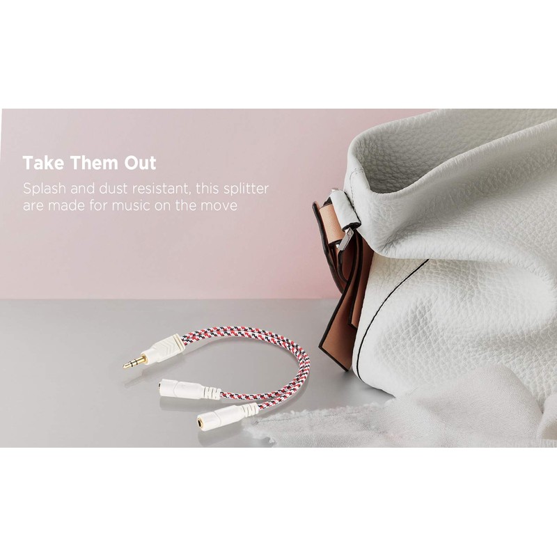 DUKABEL Headphone Splitter, 3.5mm Splitter Cable for Headset [Fine Braided