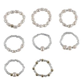 Colorful crystal beaded elastic ring with exquisite simplicity, Acrylic, acrylic