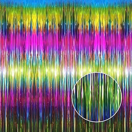 GOER 3.2 ft x 8.2 ft Metallic Tinsel Foil Fringe Curtains Party Photo Backdrop Party Streamers for Birthday,Graduation,New Year Eve Decorations Wedding Decor(4 Packs,Macaroon Rainbow)