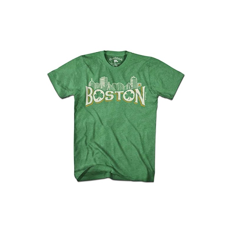 Chowdaheadz Boston Irish Skyline T-Shirt - Unisex Vintage Tee Soft