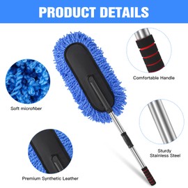 Car Duster Exterior Scratch Free Set (8 Pack),Laopypor Soft Microfiber Multipurpose Car Dusters with Long Pole,Extendable Car Handle Duster Duster Detailing Brush Kit for Car Home Cleaning