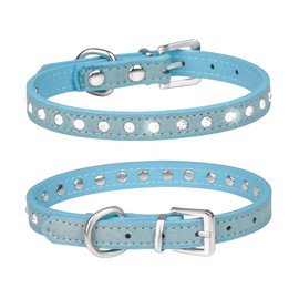 Bbmmayy Puppy Dog Collar with Crystal Diamond Colorful Bling Girl Puppy Cat Collars Pet Gifts (XS, Light Blue)