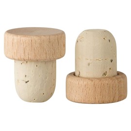 Handle Corks with Wooden Handle 19.5 mm | Wooden Handle Corks | 100% Natural Cork | For Gin, Spirits, Oils and Juice | Natural Cork from Portugal | Handle Size 29 x 12 mm (Pack of 10)