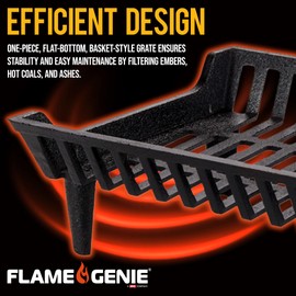 Flame Genie Fireplace Grate - Self-Feeding Fireplace Tools, Cast Iron, Wood Stove Accessories, Fire Logs, Fireplace Grates, 4" Leg Clearance - G800-24-BX