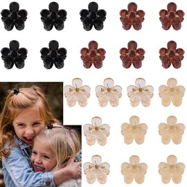 AOPRIE Mini Hair Clips for Girls 20 Count Small Size Sun Flower Claw Clip for Girls Hair Clips Claw Hair Accessories for Women Girls Black Brown Clear Plastic