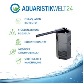 AquaOne Aquarium Filter JP-092 I Internal Filter for Aquariums up to 40 Litres I Pump with 250 L/h Flow I Aquarium Filter for Freshwater and Saltwater Basins