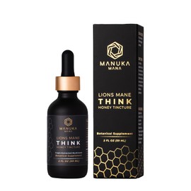 Manuka Mana Lions Mane Think Honey Tincture USA Wild Harvested Lions Mane, Triple Extracted Tincture, Manuka Honey (MGO 150+), 100% Fruiting Body, 2 fl oz (60 Servings)