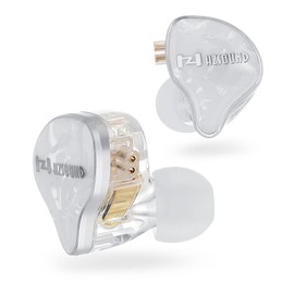 Hzsound White Snow in Ear Monitor Headphones, Resin-drip Mold LCP+PU Diaphragm Wired Earbuds with Microphone, Studio Headphones Positional Audio Location Gaming Earphones with 2Pin Cable for Singer