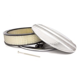 Racing Power Company R6722 14" x 3" Round Aluminum Finned Flat Base Air Cleaner Set