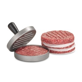 Buddy's BBQ Burger Press, Hamburger Press, Burger Patties, Hamburger, Vegetable Burger, Non-Stick Aluminium, Polypropylene Handle, Includes 100 Sheets of Paper, Diameter 12 cm Outside