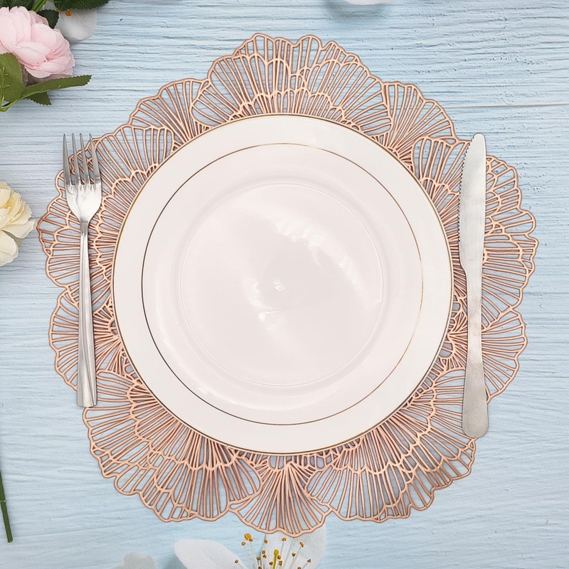 MuuXii Round Placemats Set of 4 Rose Gold Flower Tablemats