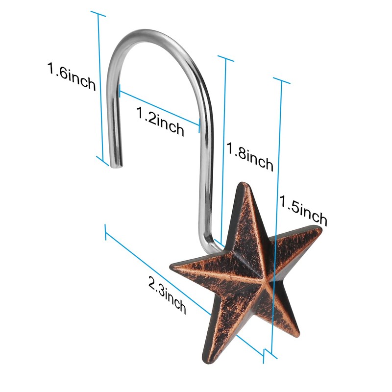 AGPtek Star Decorative Rustic Shower Curtain Hooks for Home Bathroom,