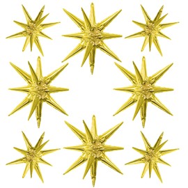 8pcs Star Balloonss, Metallic Balloons, 27"&22" Huge Gold Star Explosion Balloons, Birthday Balloons, Party Decorations, Gold Star Balloons for Birthday, Wedding, Costume, Disco Party, Foil Balloons