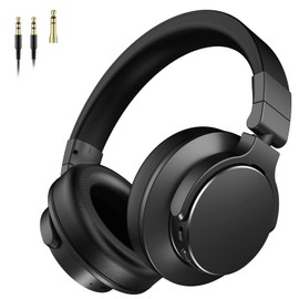 Bluetooth Over Ear Headphones, Studio Monitor & Mixing DJ Headphones with 1/4 to 3.5mm Wired Audio Jack for Guitar AMP Recording Podcast Piano, Wireless Headphones 100H Playtime, Black