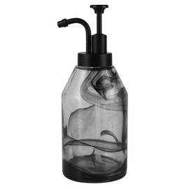 Glass Soap Dispenser for Kitchen and Bathroom Counter, Gothic Decor,12.5 Oz Unique 3D Black Smog Thick Glass Hand Soap Bottle with Smooth Action Rust-Free ABS Pump, Kitchen Dish Soap Dispenser (Black)