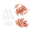 55pcs Plasma Cutter Extended Electrode Nozzle Shield Cup Gas Ring