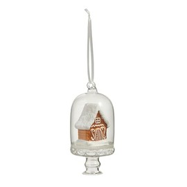 Raz Imports Gingerbread House in Cloche Hanging Ornament, 4.5-inch Height, Christmas Holiday Decor