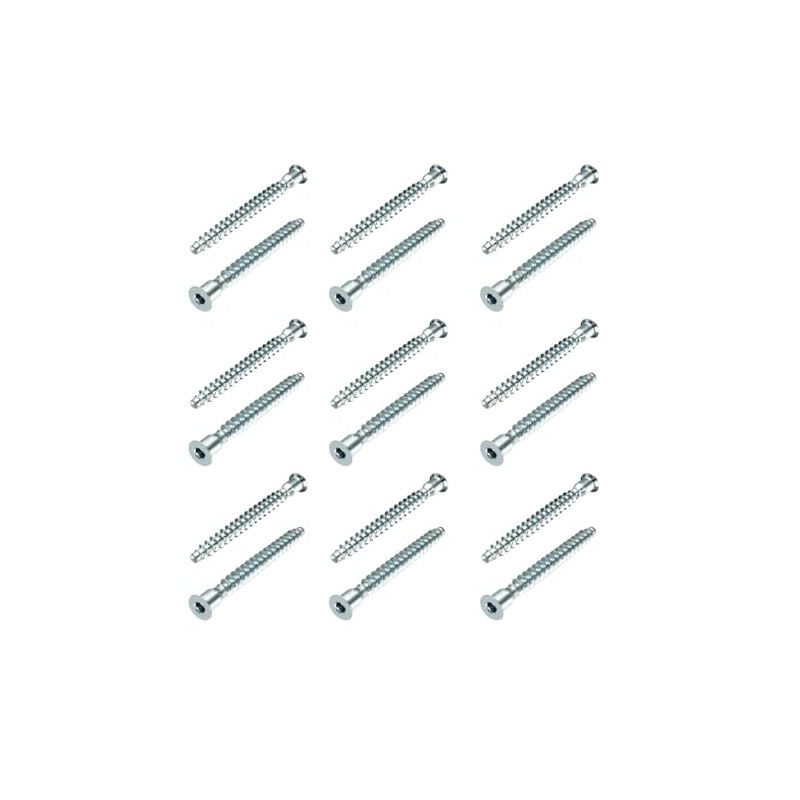 25 Pcs Confirmat Screws,M7 x 50mm, Silver Hex Socket Drive